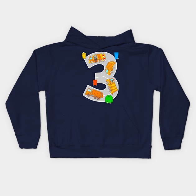 Garbage Collection Trucks 3rd Birthday Kids Hoodie by samshirts